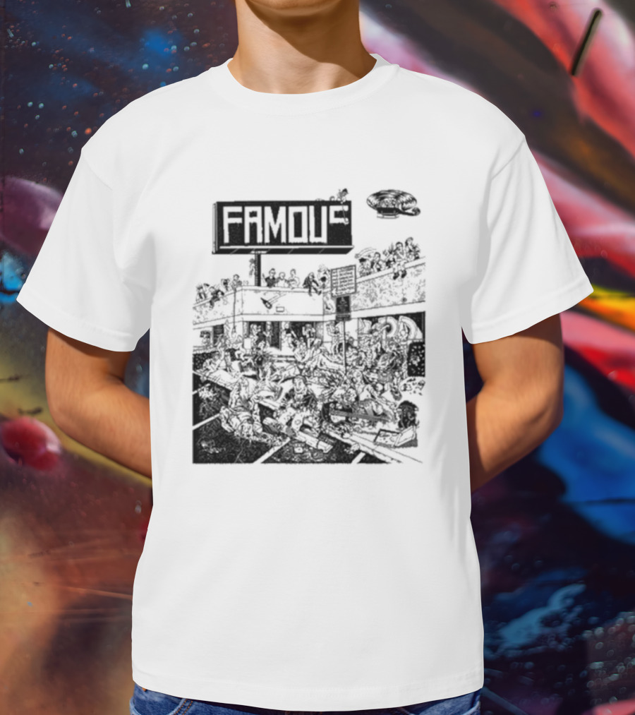 Famous Stars Chaos Scene In Urban Streetscape T-Shirt