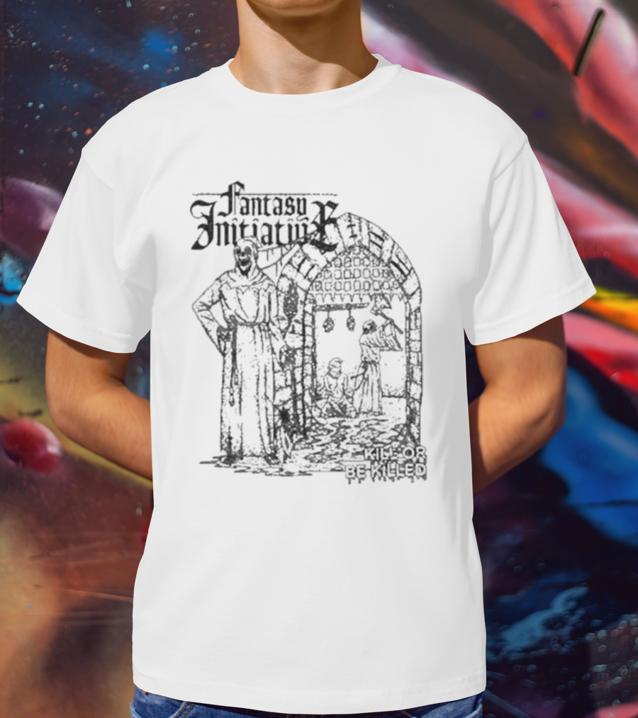 Fantasy Initiative Kill Or Be Killed Medieval Dungeon Scene T-Shirt