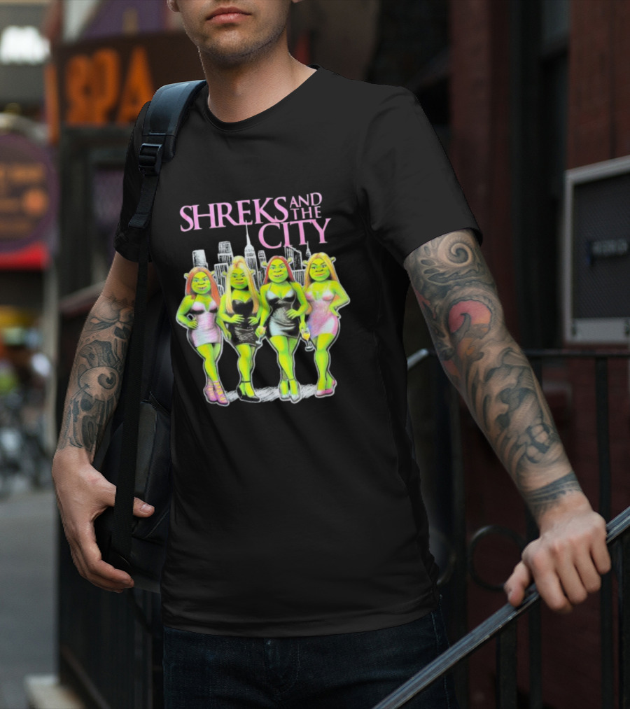 Shreks And The City Four Lady Shreks New York Skyline T-Shirt