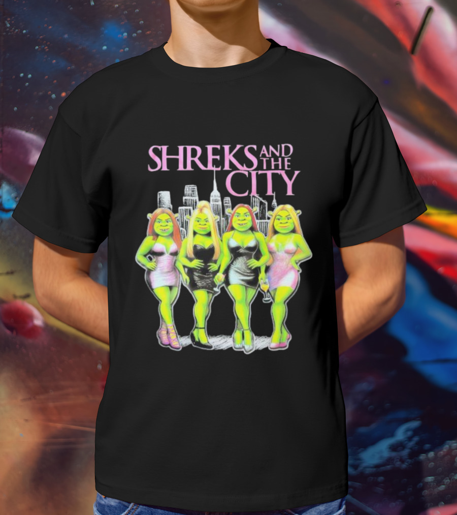 Shreks And The City Four Lady Shreks New York Skyline T-Shirt