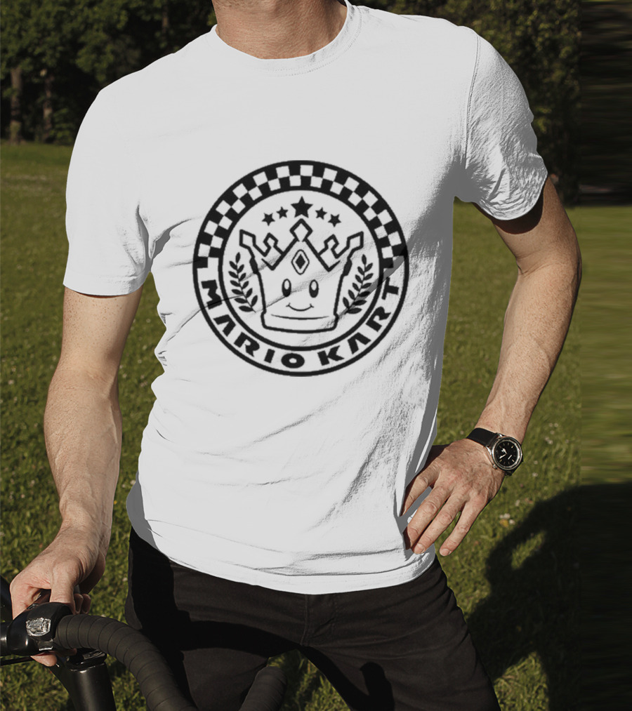 Damien Haas Wearing Mario Kart Crown Emblem Super Nintendo World T-Shirt