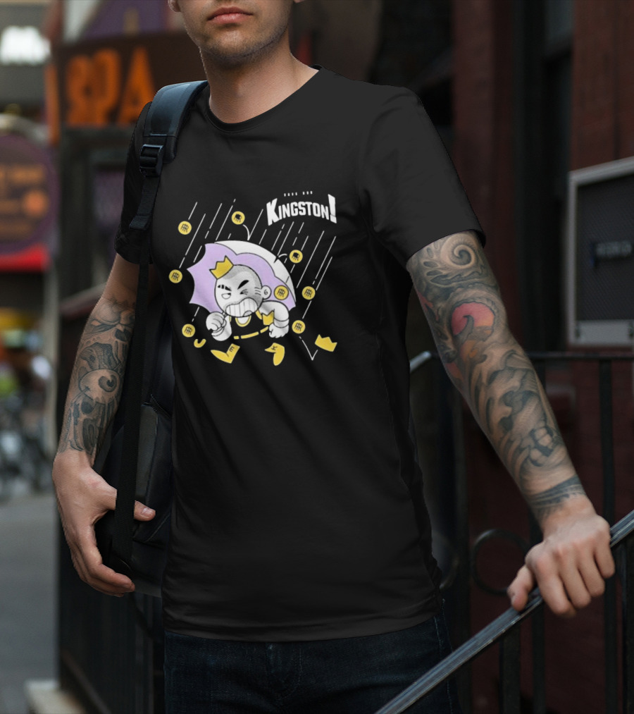 Bald Emo Kingston Character With Umbrella And Crown Symbols T-Shirt