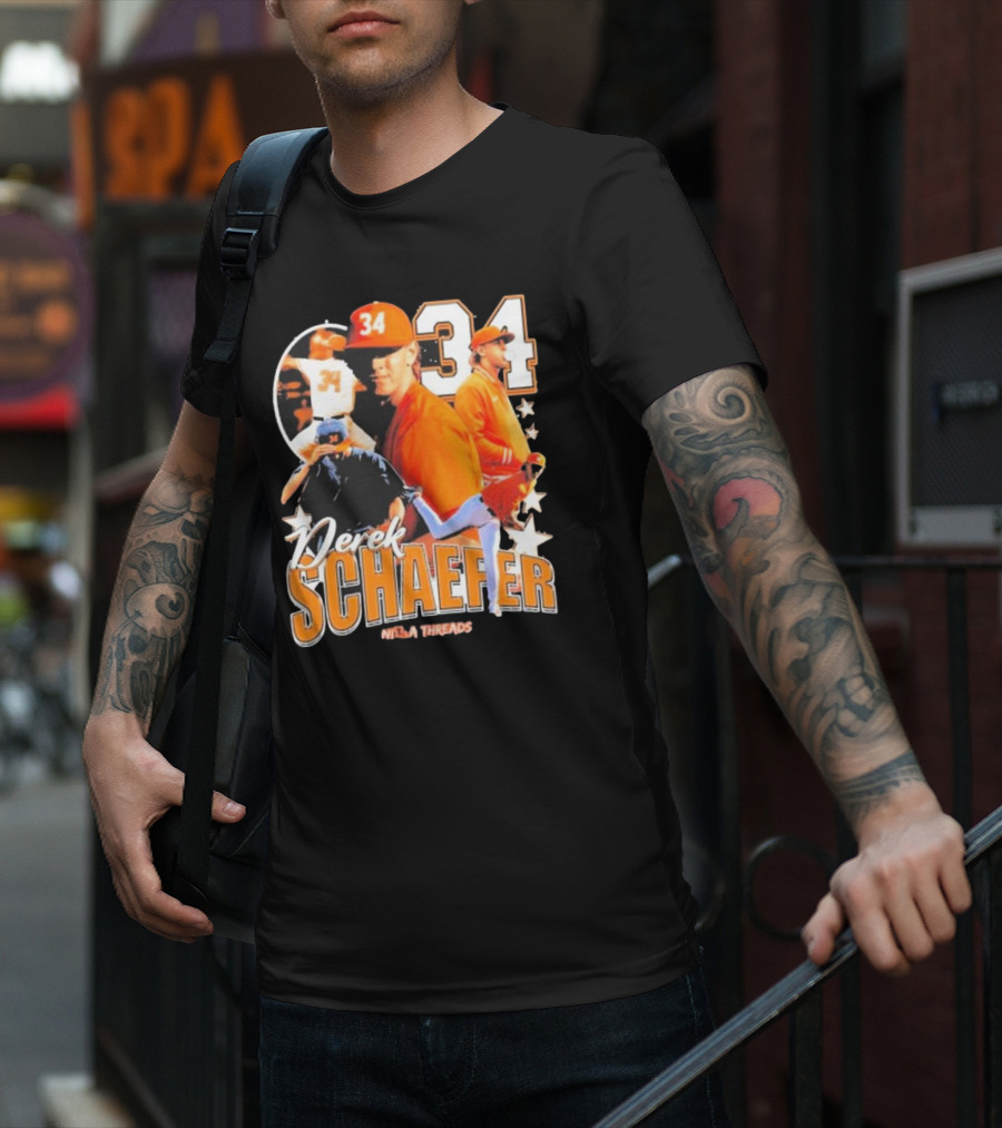 Derek Schaefer 34 Ninja Threads Baseball Star Athletic T-Shirt