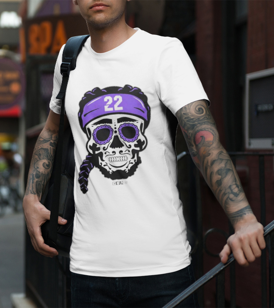 Derrick Henry 22 NFLPA Sugar Skull Baltimore Ravens Braids T-Shirt