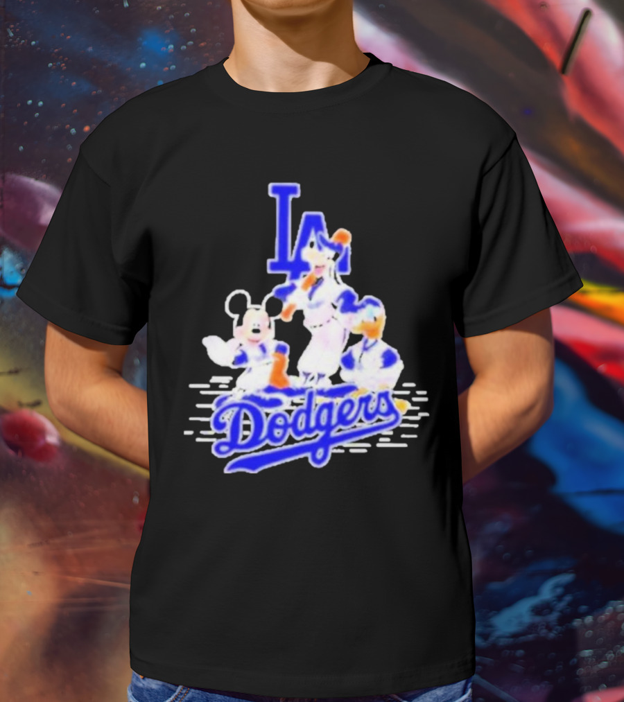 LA Dodgers Mickey And Friends Disney Baseball T-Shirt