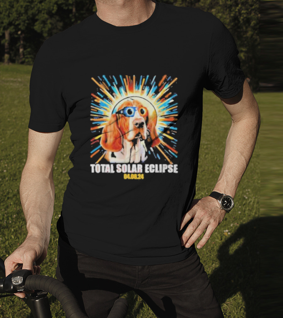 Total Solar Eclipse Dog Wearing Eclipse Glasses 04.08.24 T-Shirt