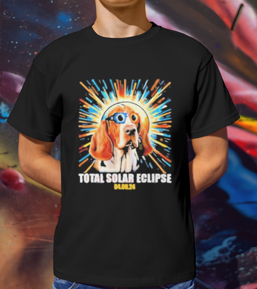 Total Solar Eclipse Dog Wearing Eclipse Glasses 04.08.24 T-Shirt