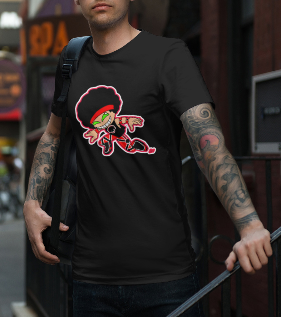 Dom Cirrus Alt Logo Cartoon Character With Afro And Red T-Shirt