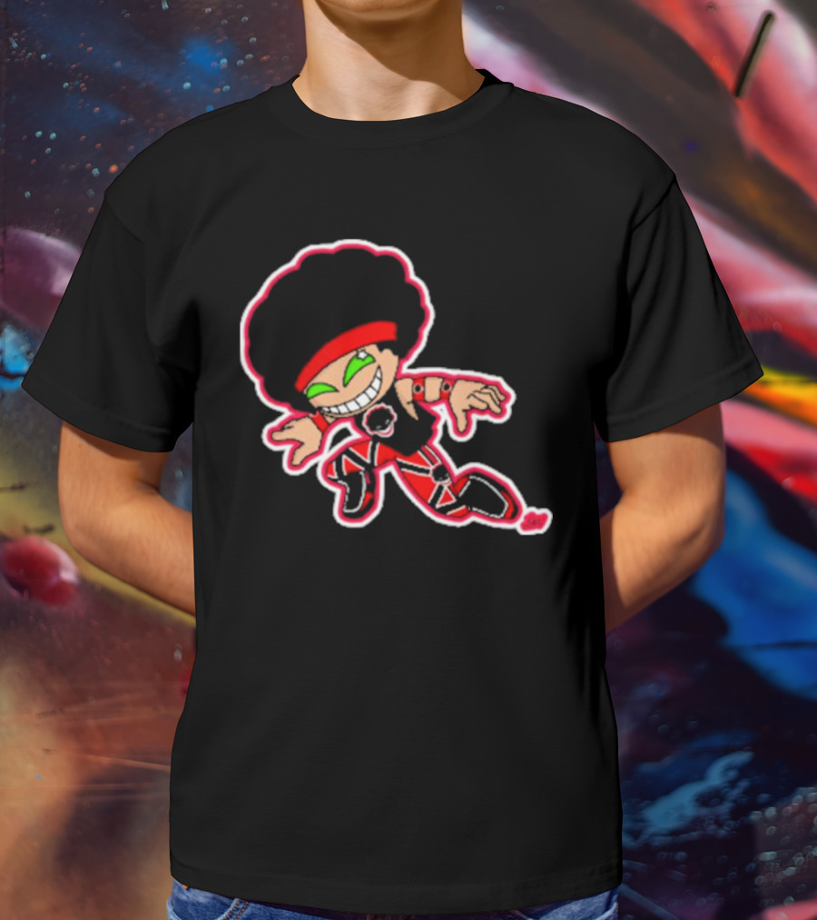 Dom Cirrus Alt Logo Cartoon Character With Afro And Red T-Shirt