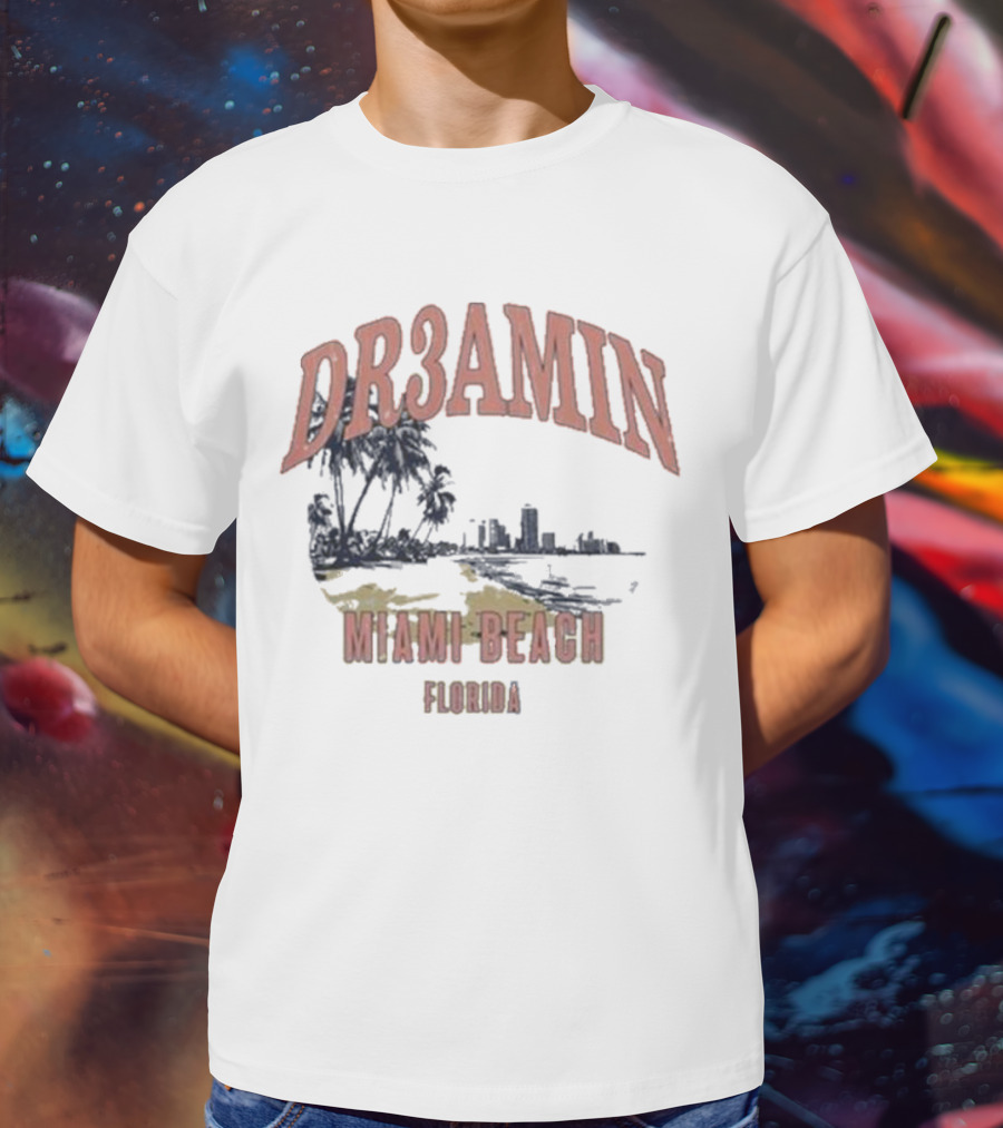 DR3AMIN Miami Beach Florida Skyline T-Shirt