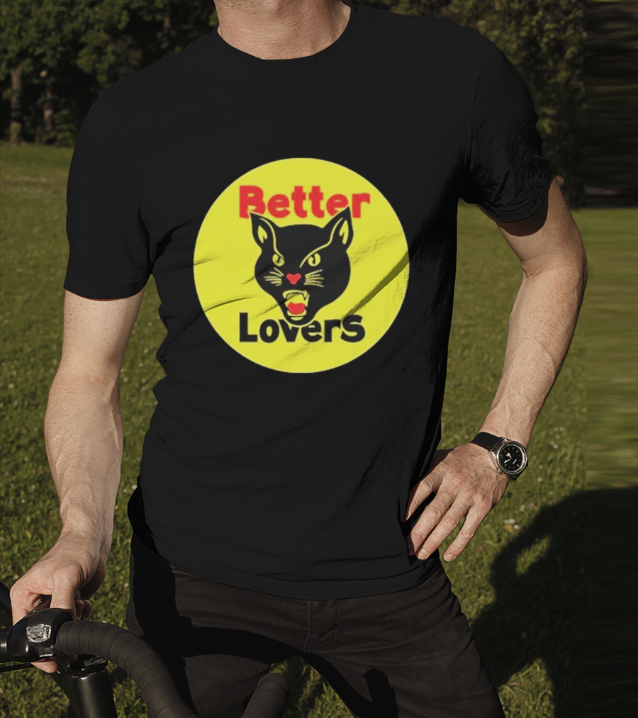 Better Lovers Band Better Lovers Black Cat Bootleg Better Lovers Black Cat Yellow Circle T-Shirt