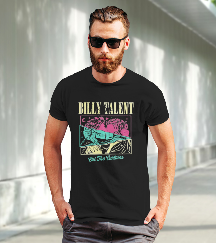 BILLY TALENT Cut The Curtains Kiss Night Pink Green Love Moon Star T-Shirt