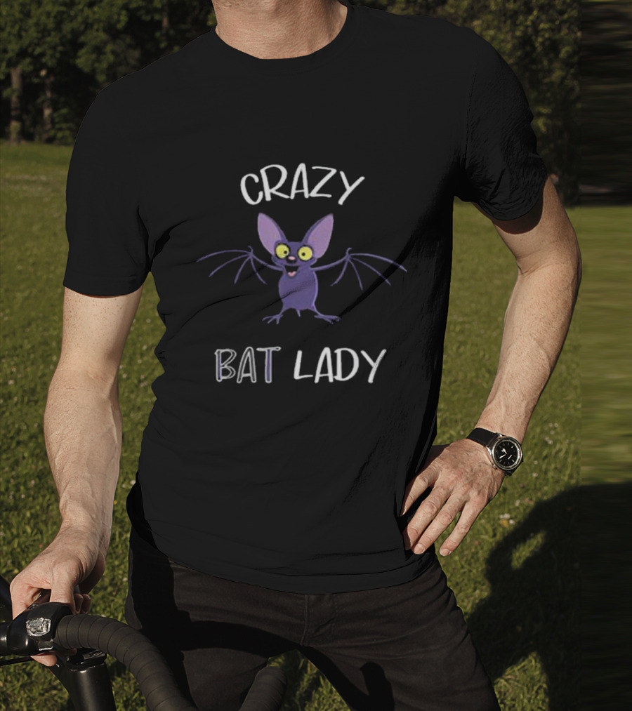 Crazy Bat Lady Funny Cartoon Character T-Shirt
