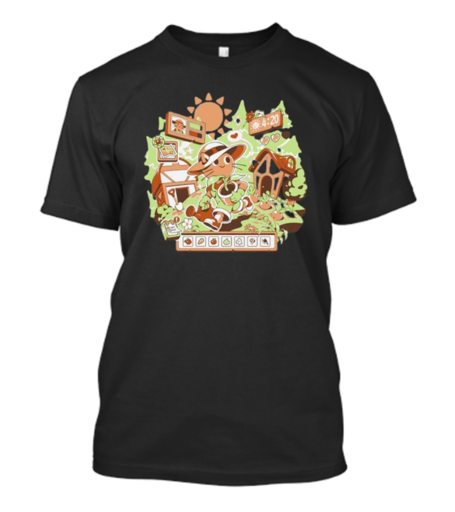 4:20 Harvest Meow In Farm Game Scene T-Shirt