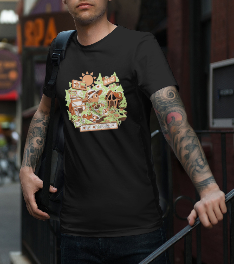 4:20 Harvest Meow In Farm Game Scene T-Shirt