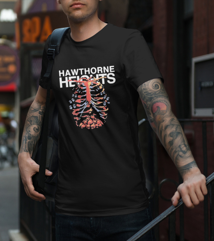 Hawthorne Heights Ribcage Skeleton Skulls T-Shirt