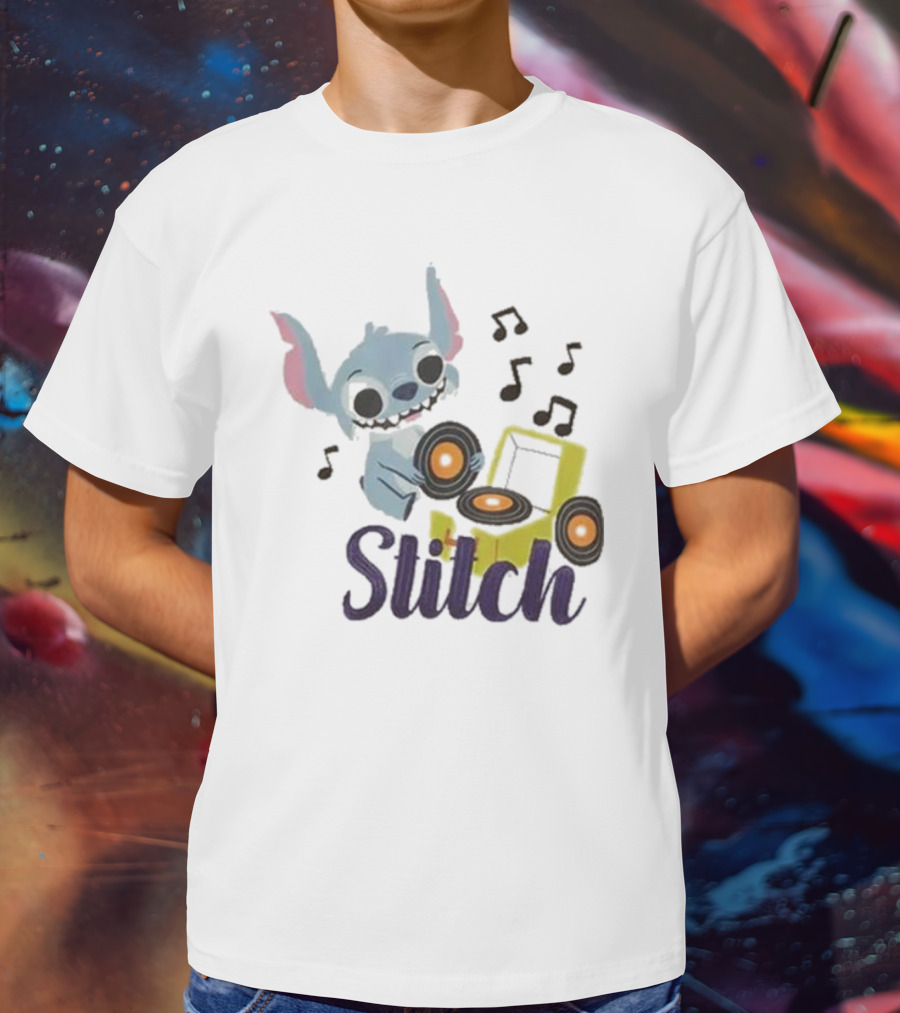 Her Universe Disney Stitch Record Player Isometric Ringer T-Shirt
