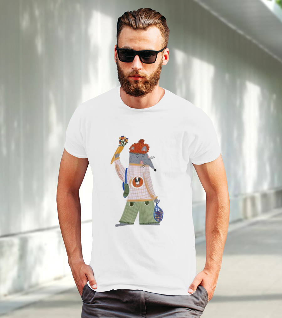 Hildalia Weekend Mouse With Flowers In Hand T-Shirt