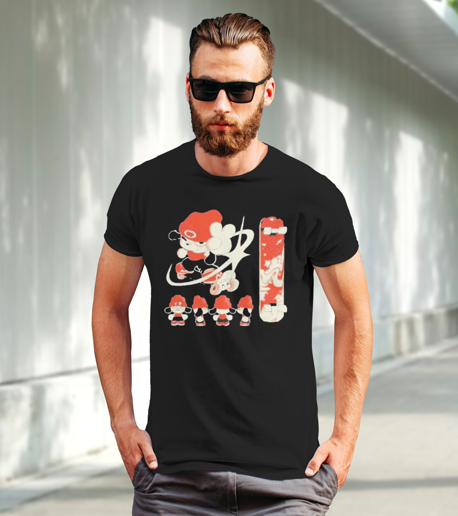Hip Hop Dog Bryson McBee Roller Skating Skateboard Red Hat T-Shirt