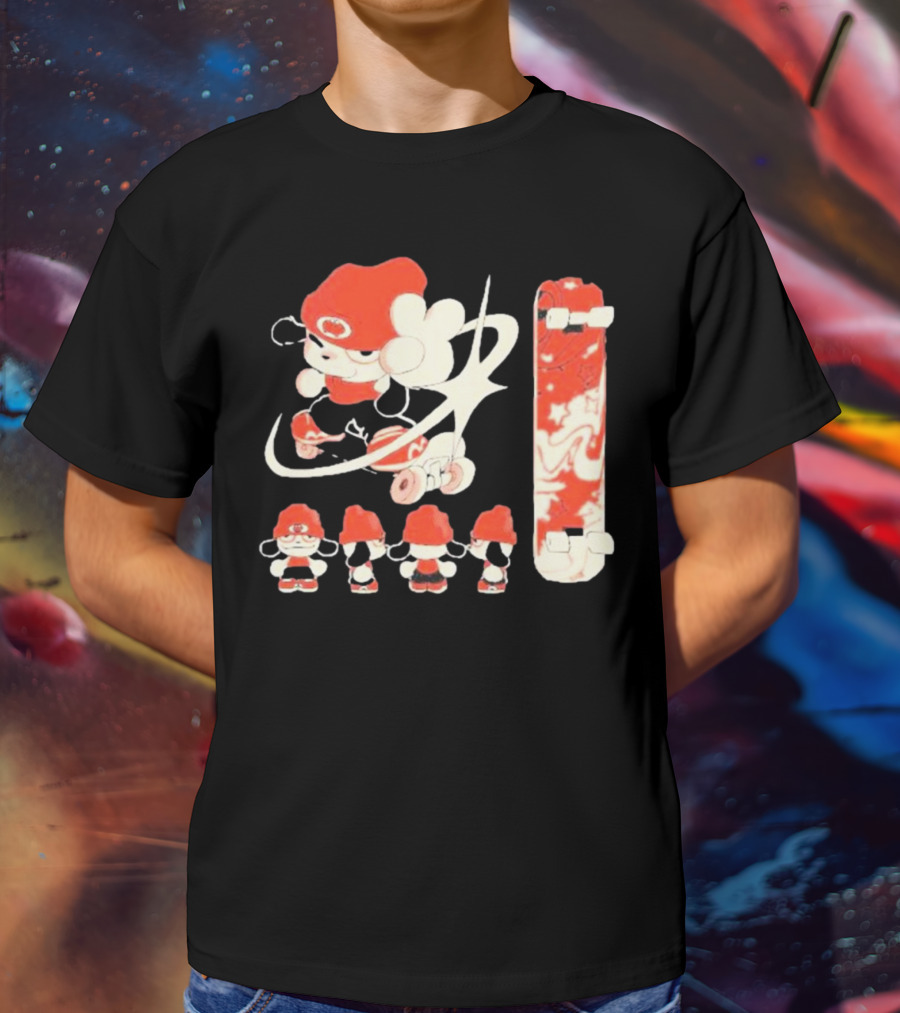 Hip Hop Dog Bryson McBee Roller Skating Skateboard Red Hat T-Shirt