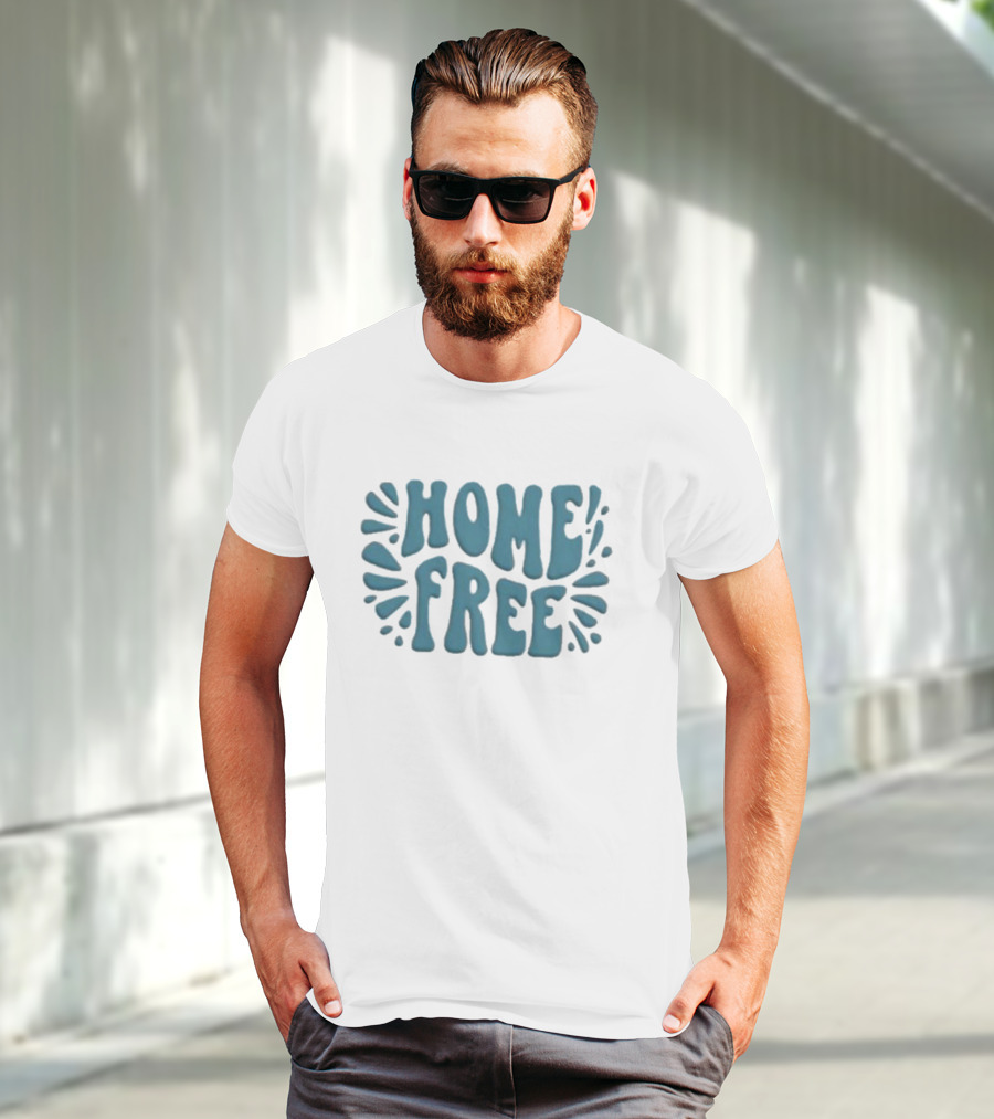 Home Free Emblem Logo Puff Text With Blue Accents T-Shirt