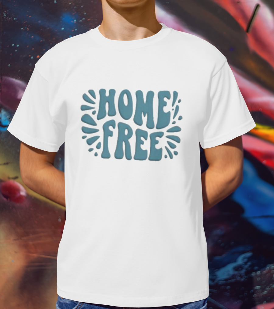Home Free Emblem Logo Puff Text With Blue Accents T-Shirt