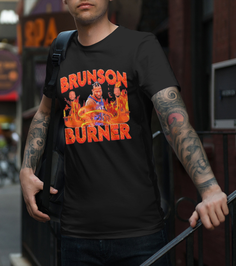 Brunson Burner Basketball Flames Iconic Player NBA T-Shirt