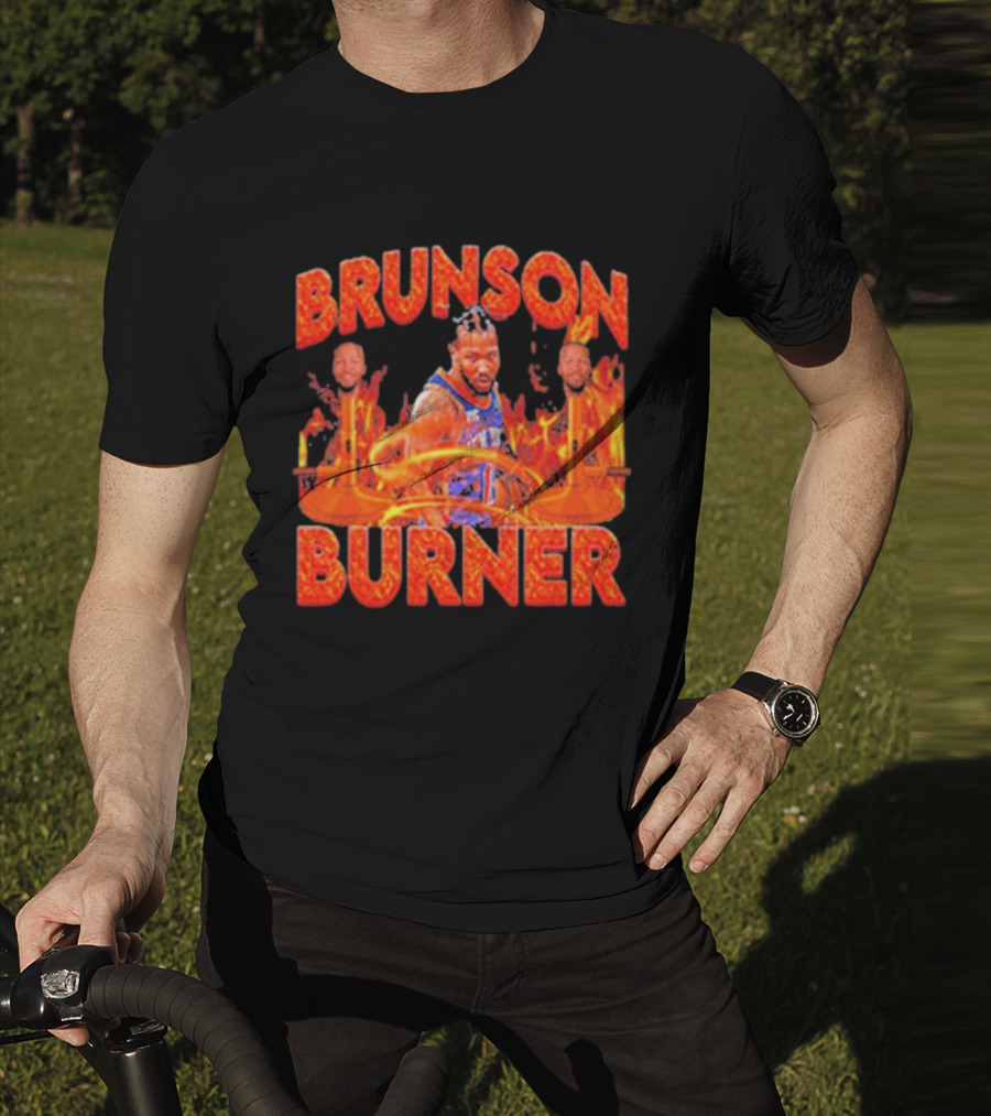 Brunson Burner Basketball Flames Iconic Player NBA T-Shirt
