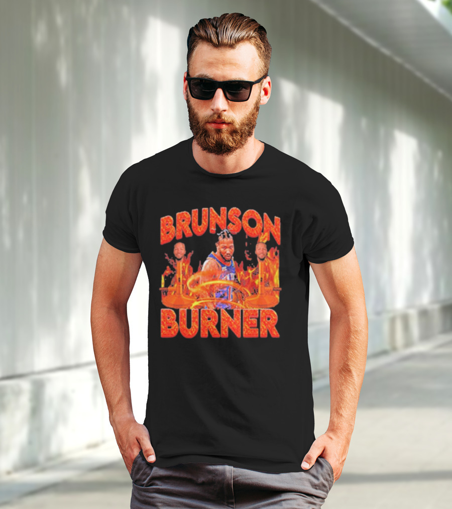 Brunson Burner Basketball Flames Iconic Player NBA T-Shirt