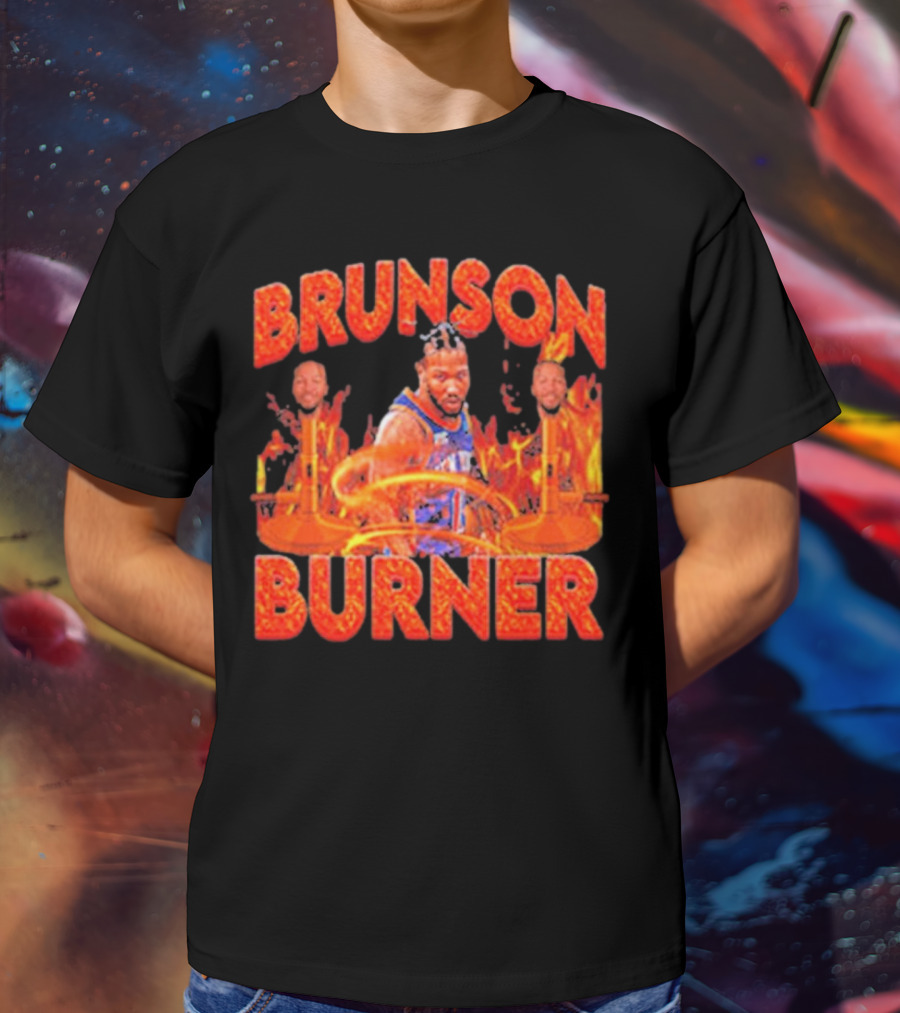 Brunson Burner Basketball Flames Iconic Player NBA T-Shirt