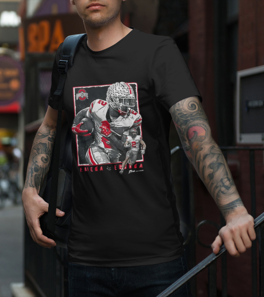 Ohio State Egbuka Football Action Run T-Shirt