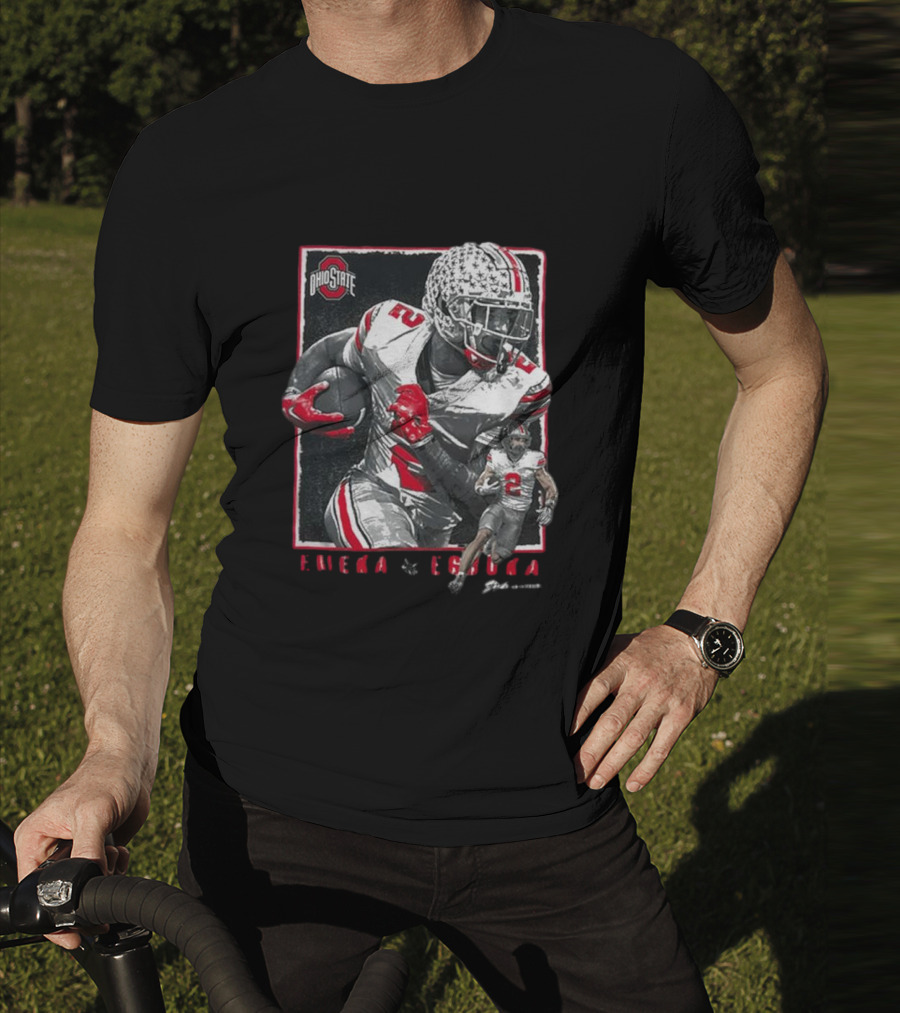 Ohio State Egbuka Football Action Run T-Shirt