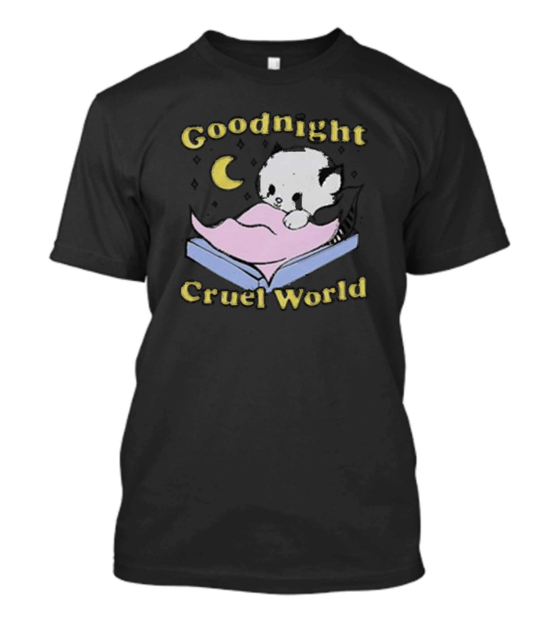 Goodnight Cruel World Moon And Bear On Open Book T-Shirt