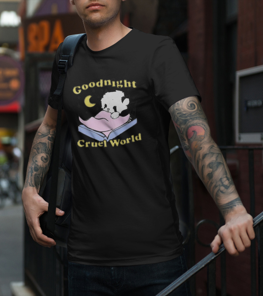 Goodnight Cruel World Moon And Bear On Open Book T-Shirt