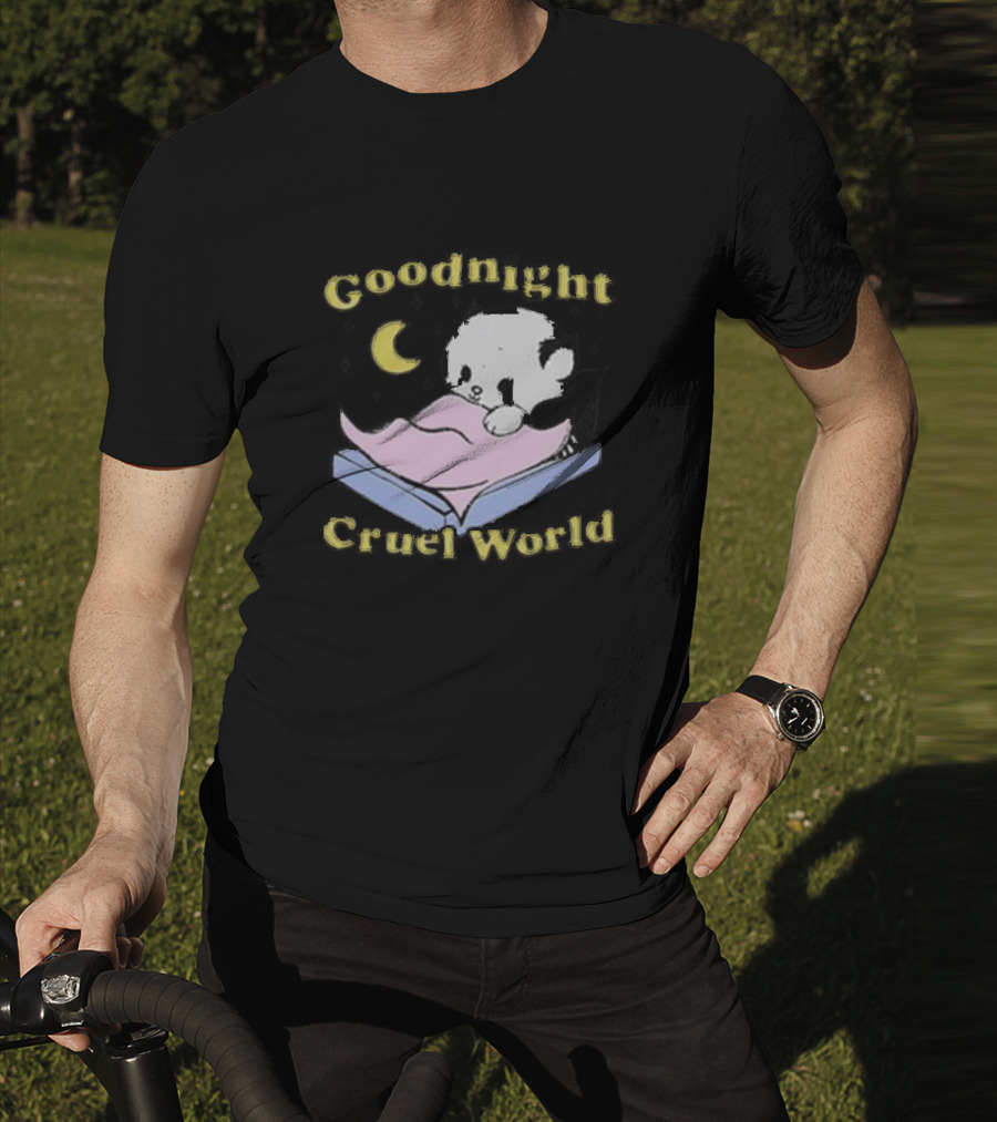 Goodnight Cruel World Moon And Bear On Open Book T-Shirt