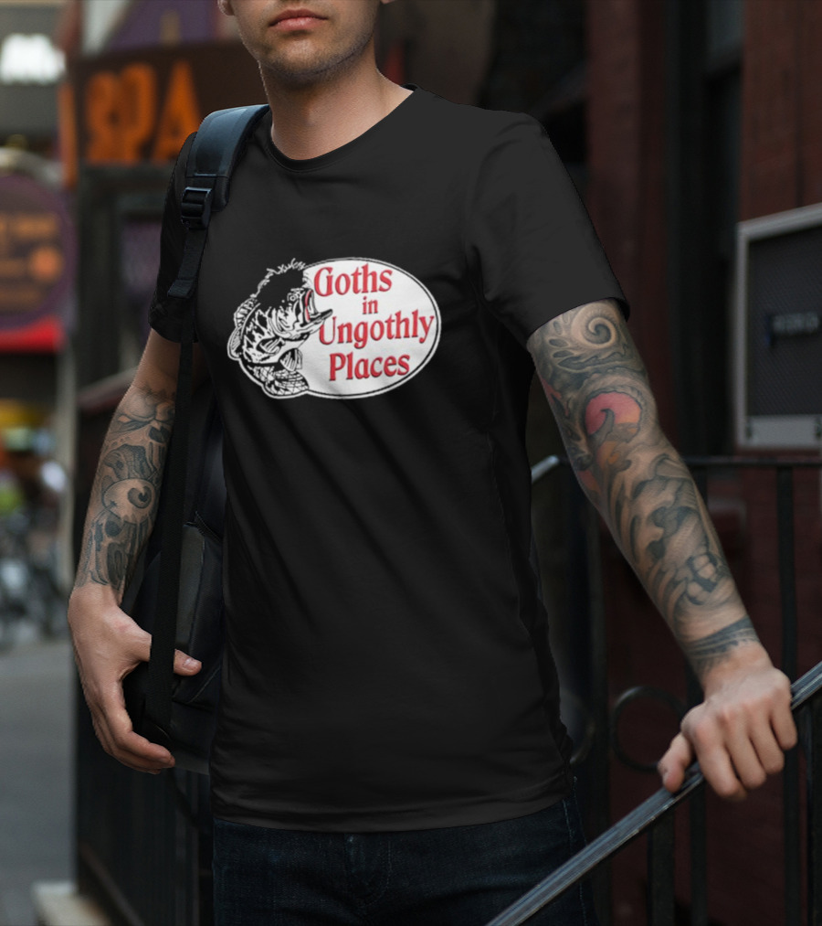 Goths In Ungothly Places Fish Emblem T-Shirt