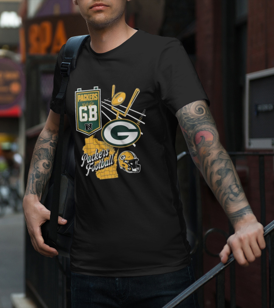 Packers Let's Go GB Football Green Bay Packers Split Zone T-Shirt