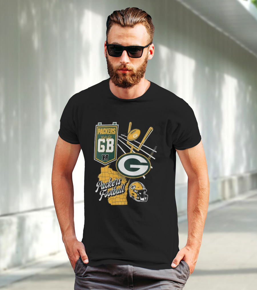 Packers Let's Go GB Football Green Bay Packers Split Zone T-Shirt