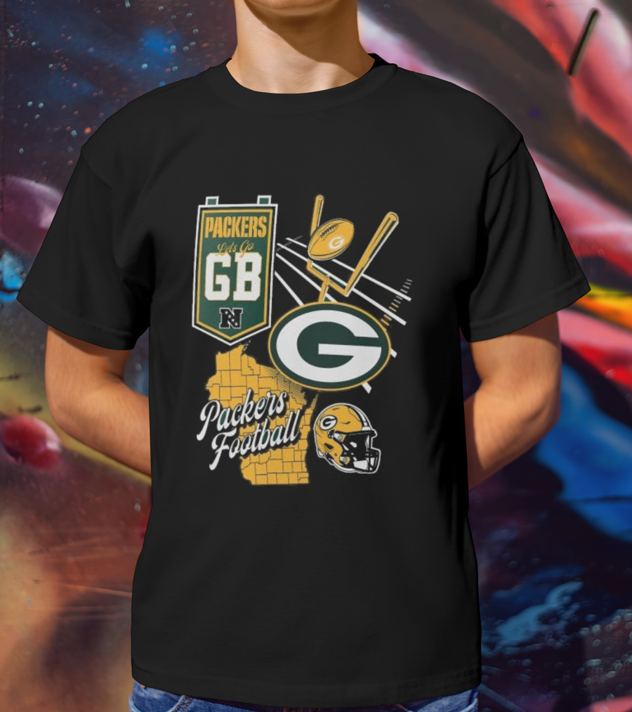 Packers Let's Go GB Football Green Bay Packers Split Zone T-Shirt