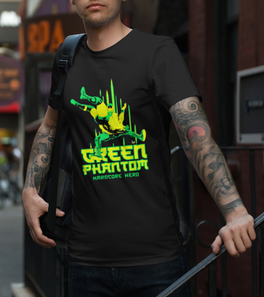 Green Phantom Hardcore Hero Wrestler Action T-Shirt