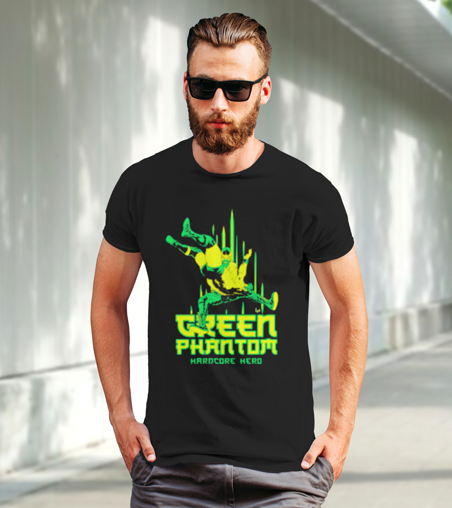 Green Phantom Hardcore Hero Wrestler Action T-Shirt