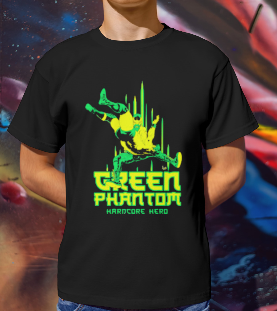 Green Phantom Hardcore Hero Wrestler Action T-Shirt
