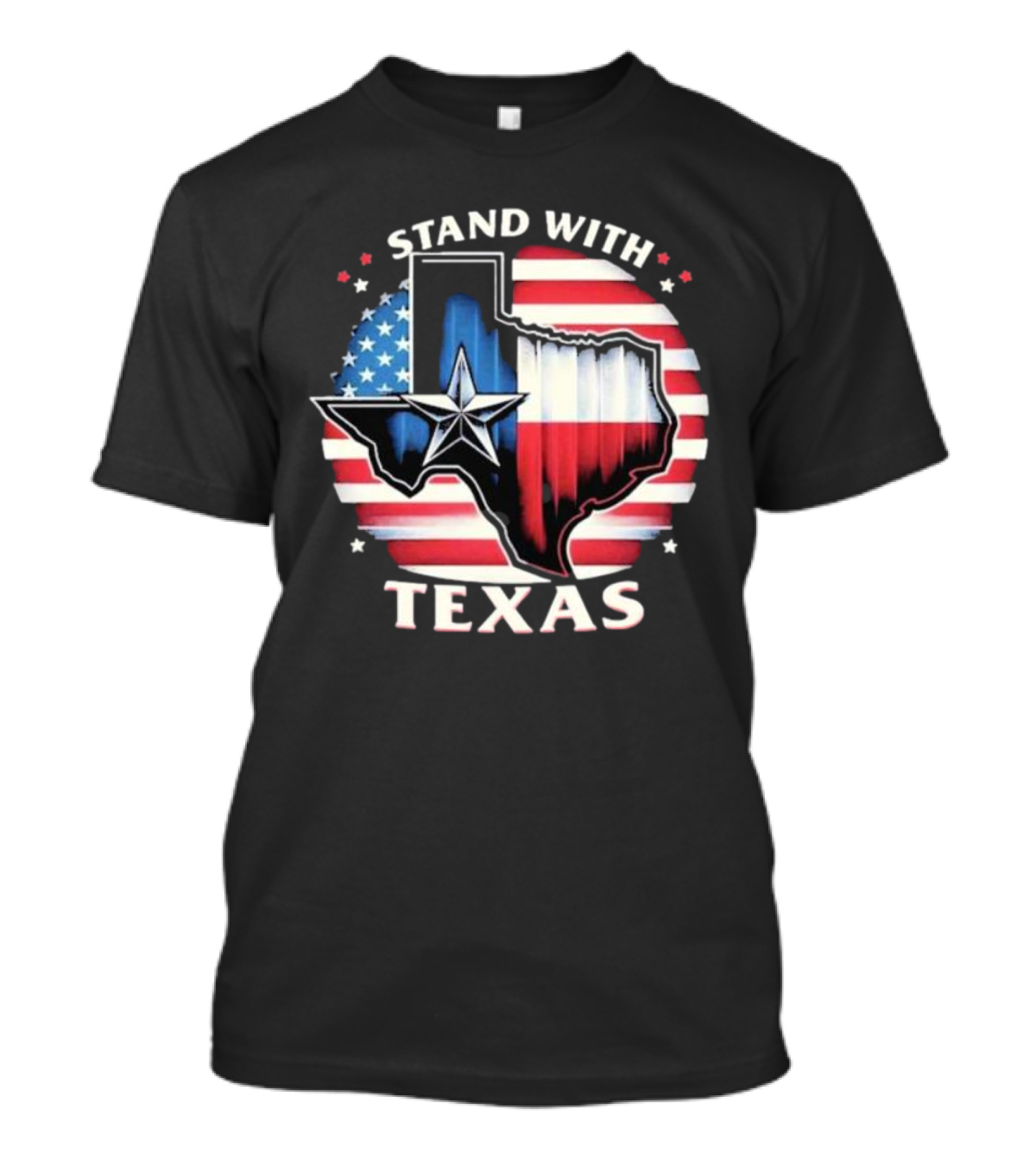 Stand With Texas American Flag Star Map T-Shirt