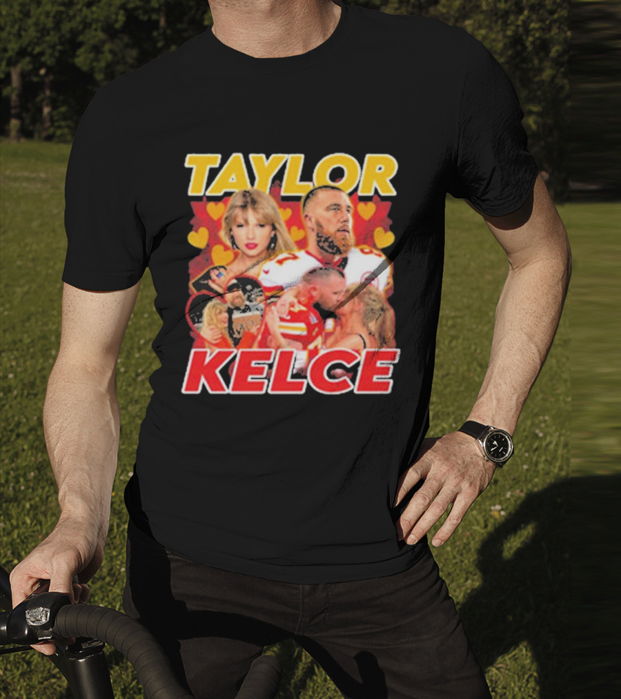 Taylor Kelce Football Love Hearts Chiefs Player Blonde Woman T-Shirt