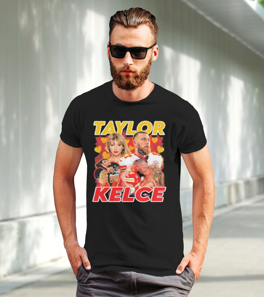 Taylor Kelce Football Love Hearts Chiefs Player Blonde Woman T-Shirt