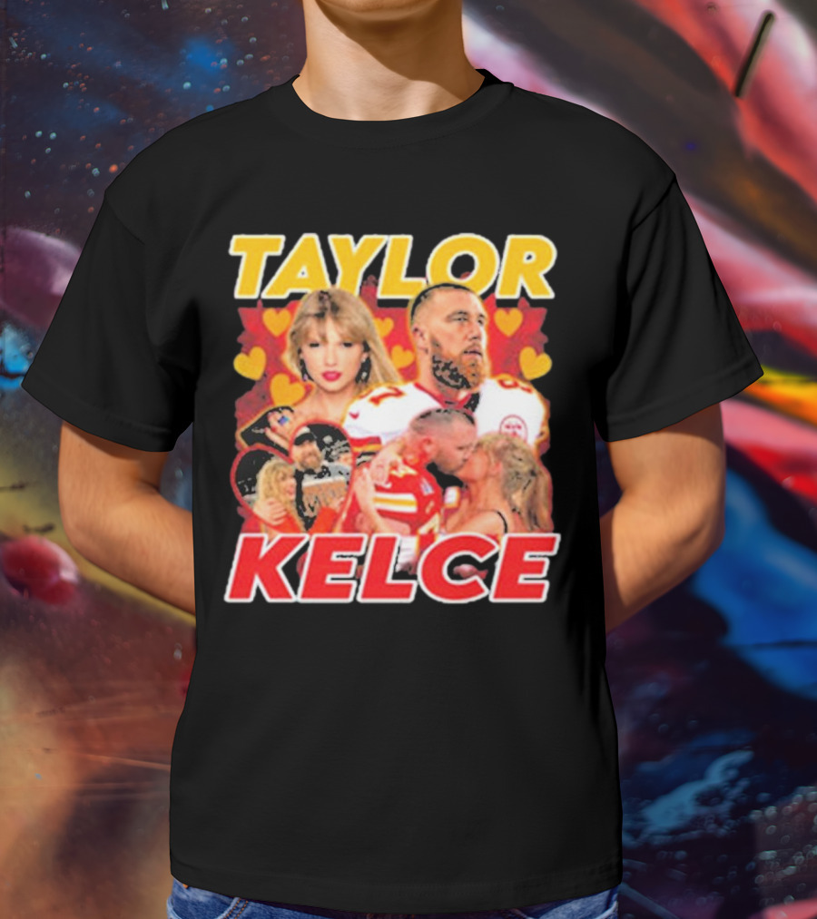 Taylor Kelce Football Love Hearts Chiefs Player Blonde Woman T-Shirt
