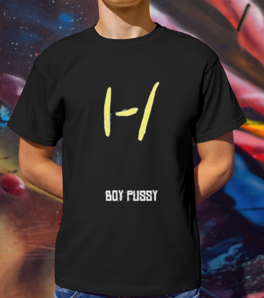 Boy Pussy Jackbox Icon Yellow Lines T-Shirt