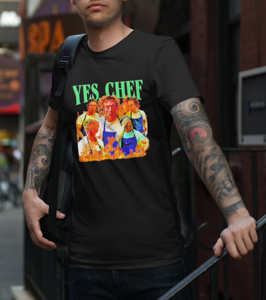 Jeremy Allen Fire Flames Yes Chef T-Shirt