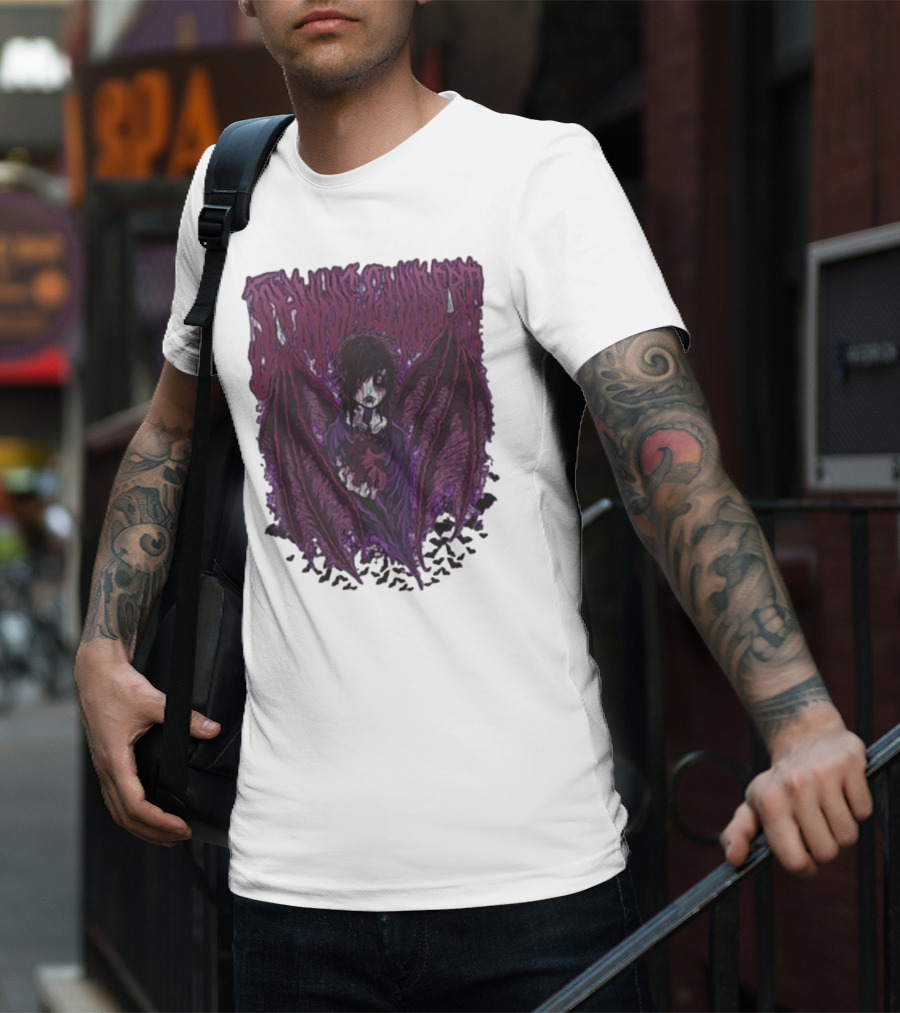 Johnnie Guilbert Vampire Dark Gothic Artwork With Wings And Heart T-Shirt
