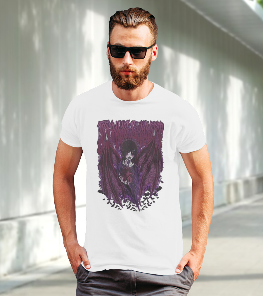 Johnnie Guilbert Vampire Dark Gothic Artwork With Wings And Heart T-Shirt